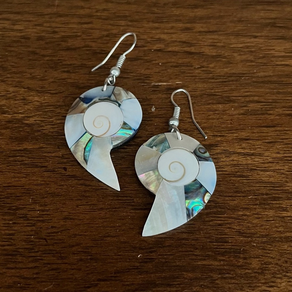 Sea Shell Spiral Dangle Earrings